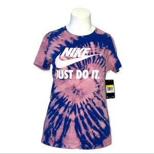 Custom tie-dye blue pink Nike shirt size S